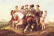 unknow artist Jefferson Davis and His Generals oil